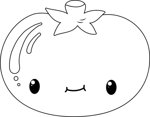 Kawaii Tomato Coloring Page